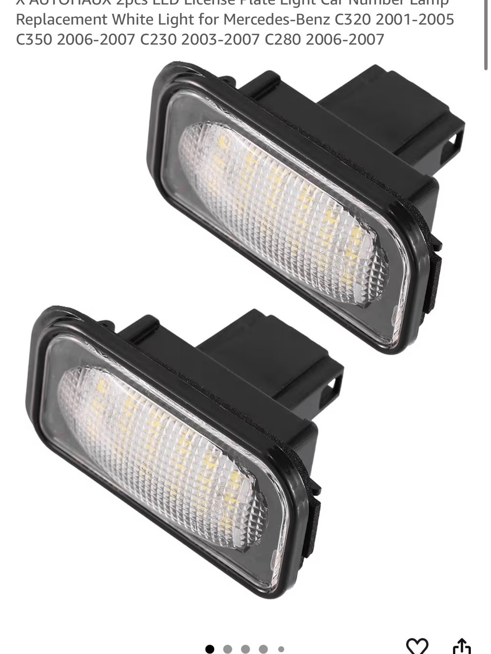 LED License Plate Light Pair - Clear Lens with Black Housing